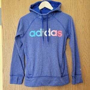 Adidas heathered blue climawarm hooded sweatshirt S